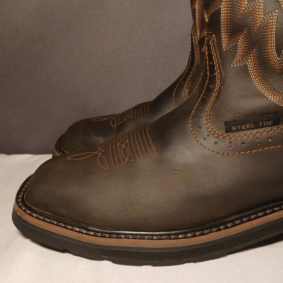 Wolverine Mens Rancher Work Boots 7.5M Brown Leather Mid Calf Steel Toe Western - Picture 14 of 16